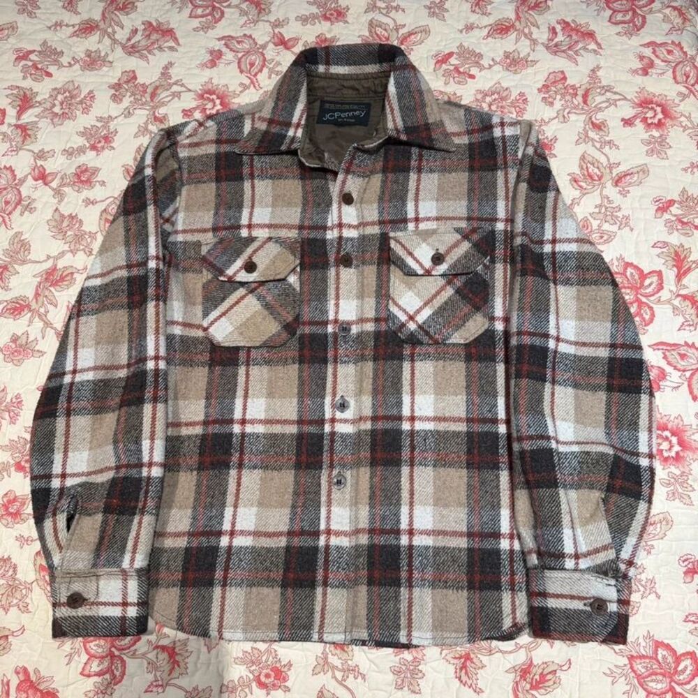 Vintage 80s JCPenny Earhtone Thick Lined Flannel